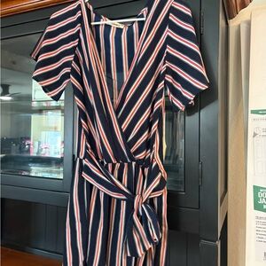 ADORA Navy and Red Striped Midi Jumper